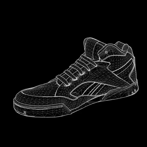 Vector illustration eps 10 of Sport shoes for running. Scope of lines and dots. Molecular lattice. The structural grid of polygons.