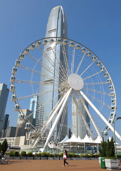 Ferris wheel and skyscrapers in Central, Hong Kong