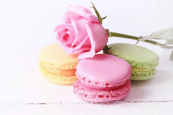 Macaroon retro rose selective soft focus background French dessert