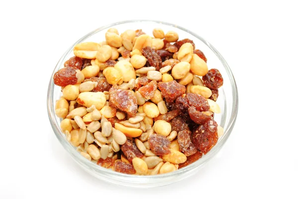 Fruit and Nut Trail Mix in a Glass Bowl