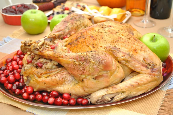 Cooked Whole Turkey with Cranberries