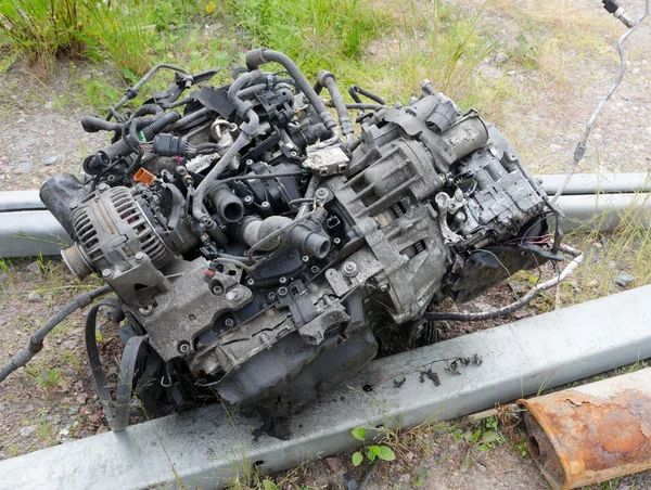 Damaged rusty old engine,