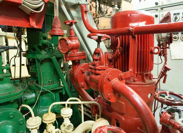 Fire sprinkler system in the ship engine room