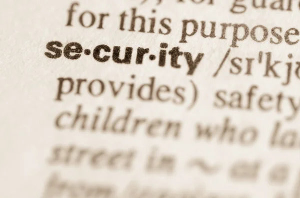 Dictionary definition of word security