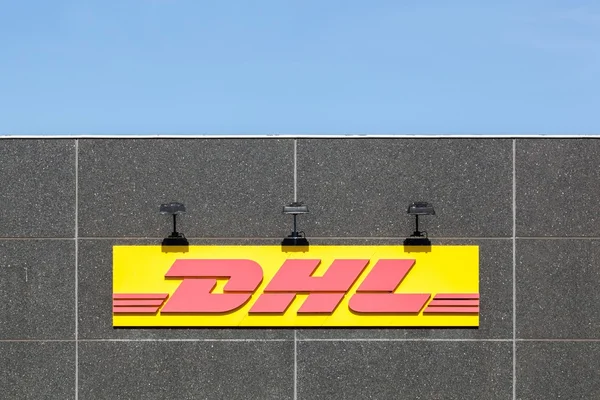 DHL logo on a facade