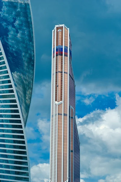 New buildings modern business center Moscow-city in Moscow. Multifunction center Mercury city and complex Evolution.
