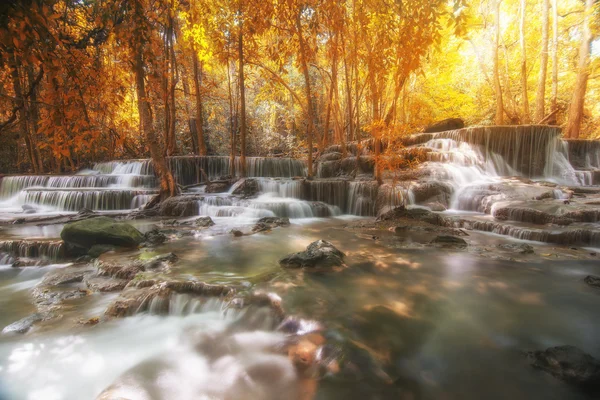 Beautiful waterfall in autumn forest, deep forest waterfall, Kan