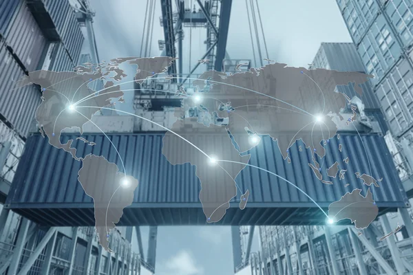 Import, Export, Logistics concept - Map global partner connectio