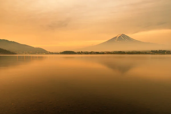 Mt. Fuji at Lake Kawaguchi during sunrise in Japan. Mt. Fuji is