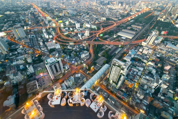 Rooftop bar with aerial view of Bangkok city, Thailand