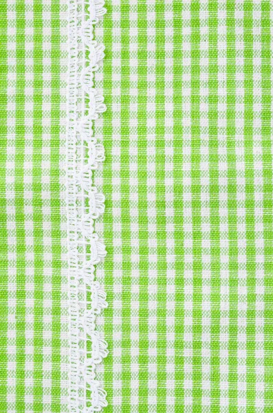Greeen and white tablecloth
