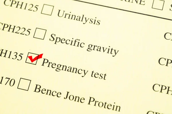 Check mark Medical form request Pregnancy test.