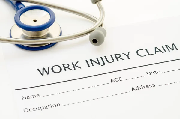 Claim form for an injury at work.