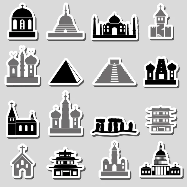 World religions types of temples stickers eps10