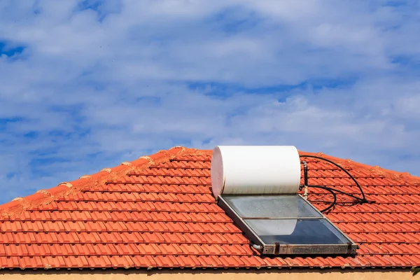 Solar heating system on the tile roof