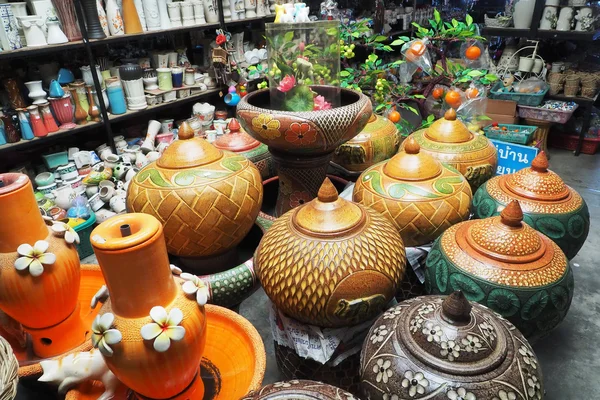 Pottery products in shop.