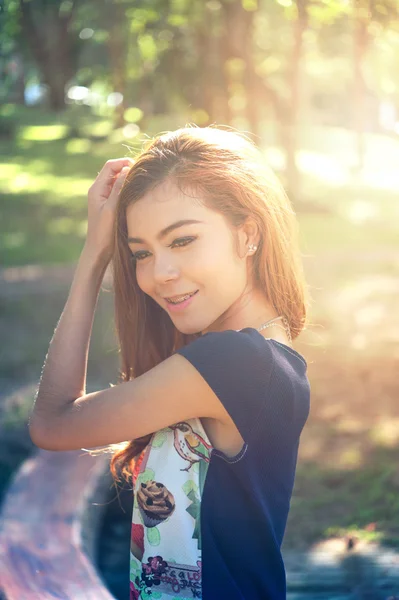 Female woman head shot on outdoor