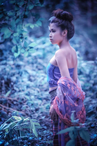 Asian woman wearing Thai Lanna series, identity culture of Thail