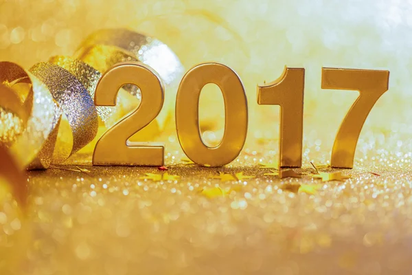 New year decoration,Closeup on golden 2017