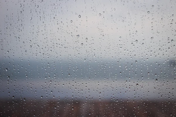Drops of rain on windows glass surface