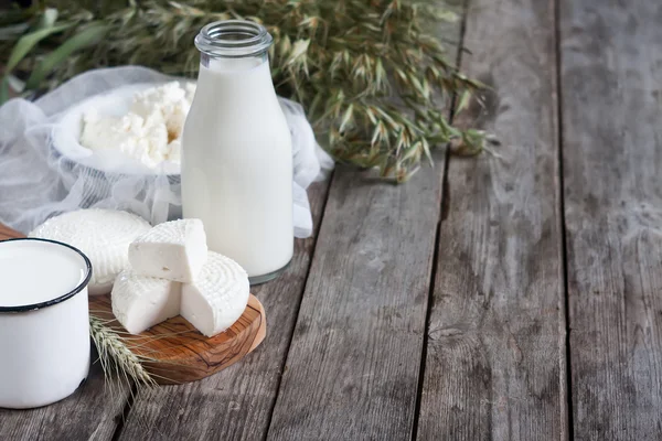 Dairy products and grains background