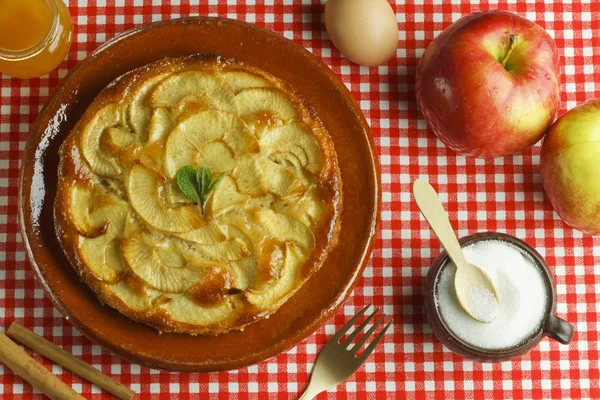 Apple cake and ingredients