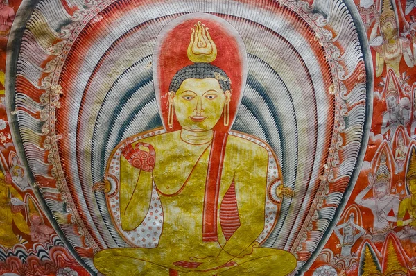 Wall Paintings And Buddha Statues At Dambulla Cave Golden Temple
