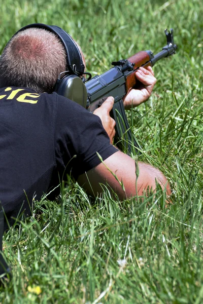 Police shooting practice at a shooting range