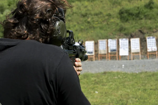 Police shooting practice at a shooting range