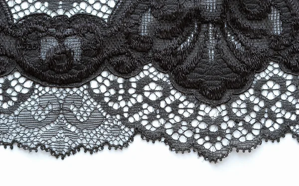 The macro shot of the white and black lace texture material