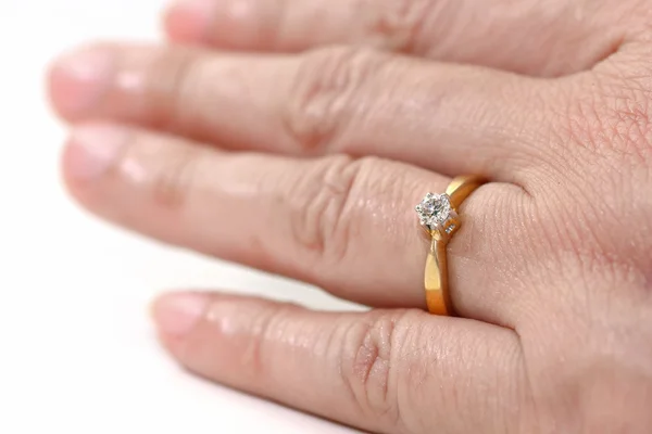Diamond ring E color of HRD in ring finger