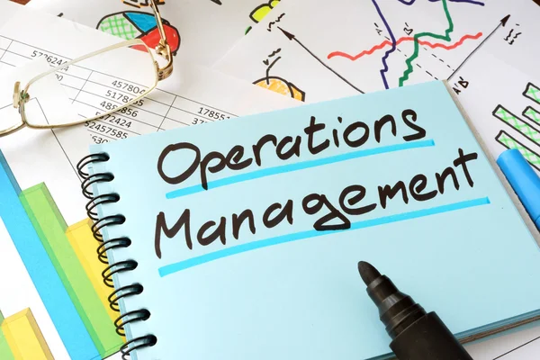 Operations Management written on a notepad sheet.