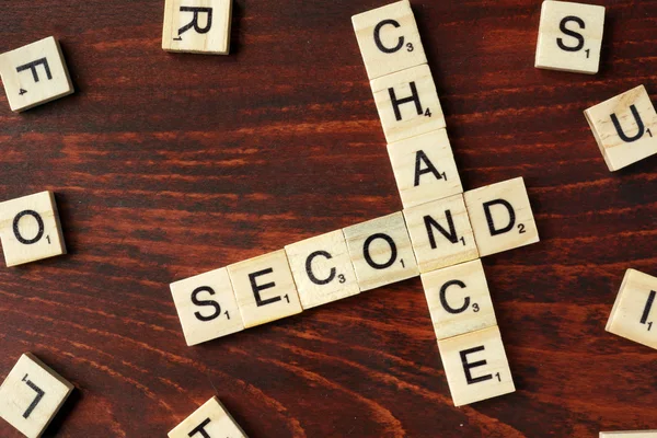 Words Second Chance from wooden blocks with letters.