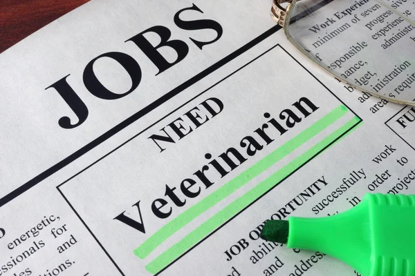 Newspaper with ads for vacancy Veterinarian.