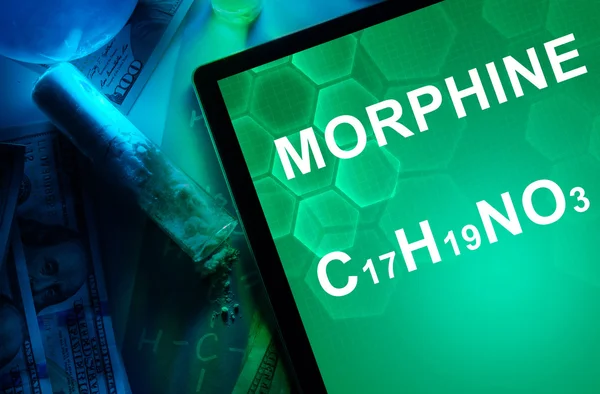 Tablet with the chemical formula of Morphine.