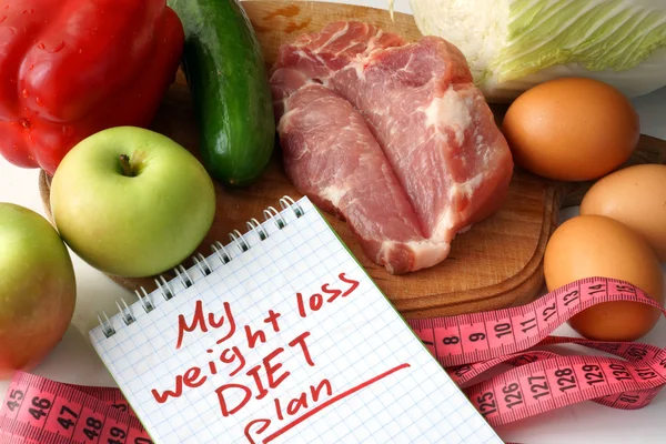 Weight loss diet plan and raw organic food.
