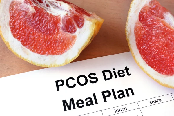 Paper with PCOS diet Meal plan and grapefruit