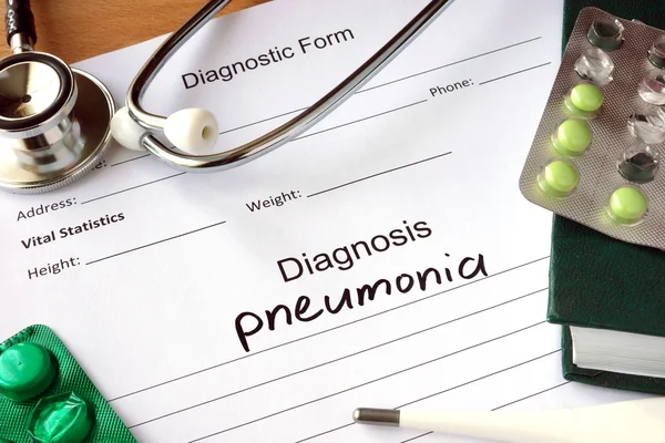 Diagnostic form with Diagnosis pneumonia.