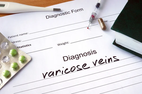 Diagnostic form with Diagnosis varicose veins.