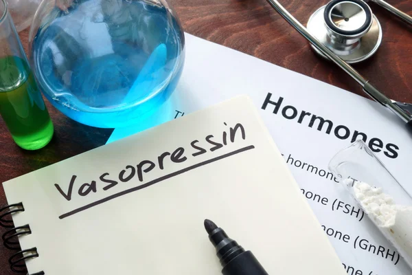 Hormone vasopressin written on notebook.