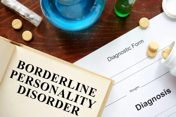 Borderline personality disorder  written on a book and diagnosis form.