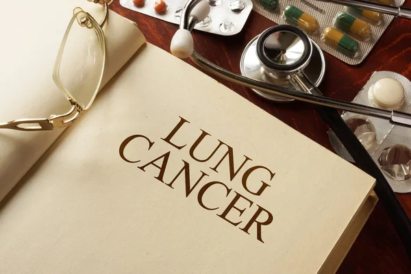 Book with diagnosis lung cancer.