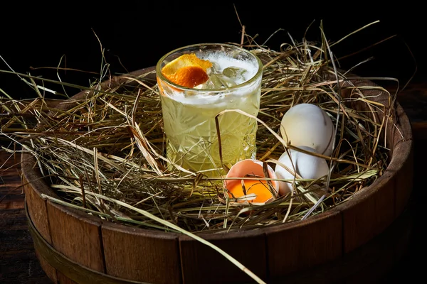 Whiskey sour with chicken eggs