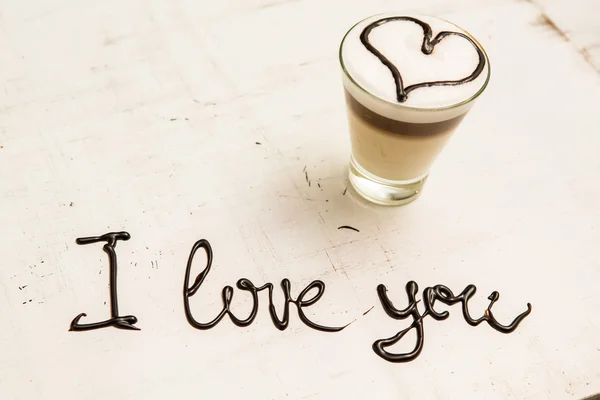 Love coffee cup and handwriting. I love you. Creative