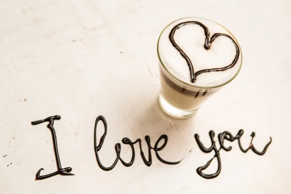 Love coffee cup and handwriting. I love you. Creative