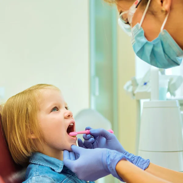 Little patient at the dentist office