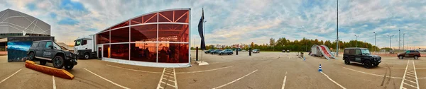 Lviv, Ukraine - OCTOBER 15, 2015: Mercedes Benz star experience. The interesting series of test drives