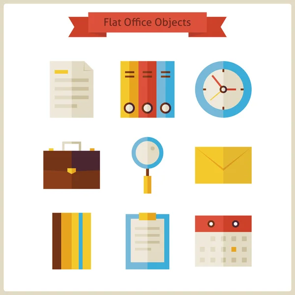 Flat Business Office Objects Set
