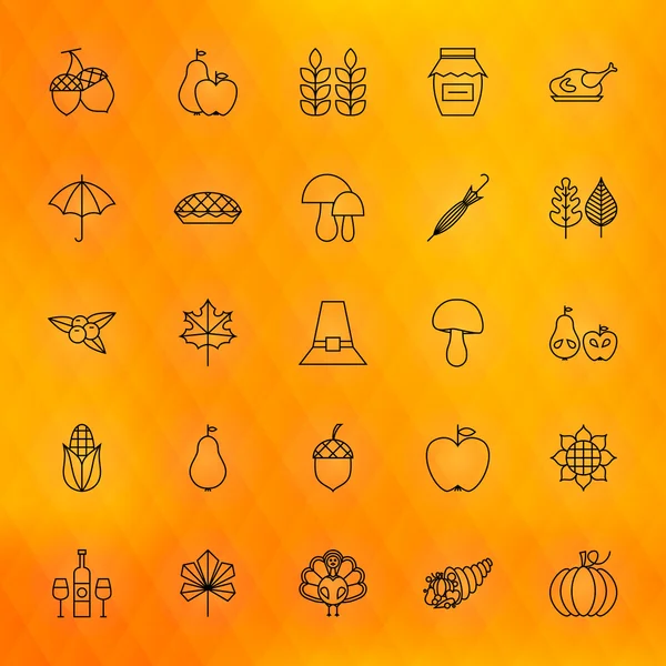 Thanksgiving Day Thin Line Icons Set