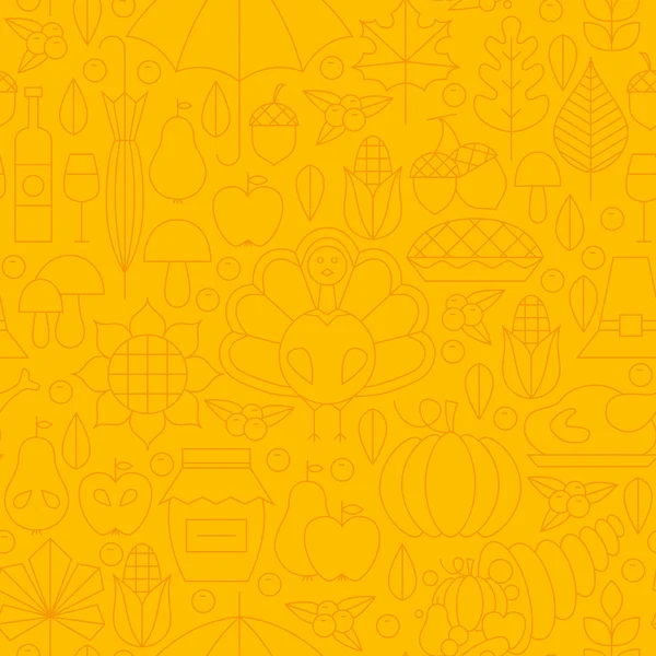 Thin Thanksgiving Dinner Line Holiday Seamless Yellow Pattern